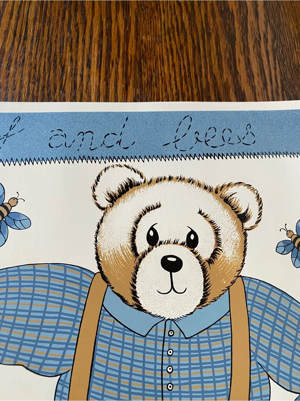 Vintage 1980s 90s 4 Vinyl Placemats Honey and Bees Teddy Bear Country Kitchen